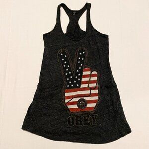 Obey Peace USA Flag Tank Top Womens Size XS